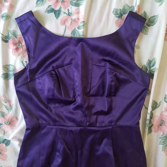 Club Monaco Purple Satin Cocktail Low Back Dress - Picture 4 of 8